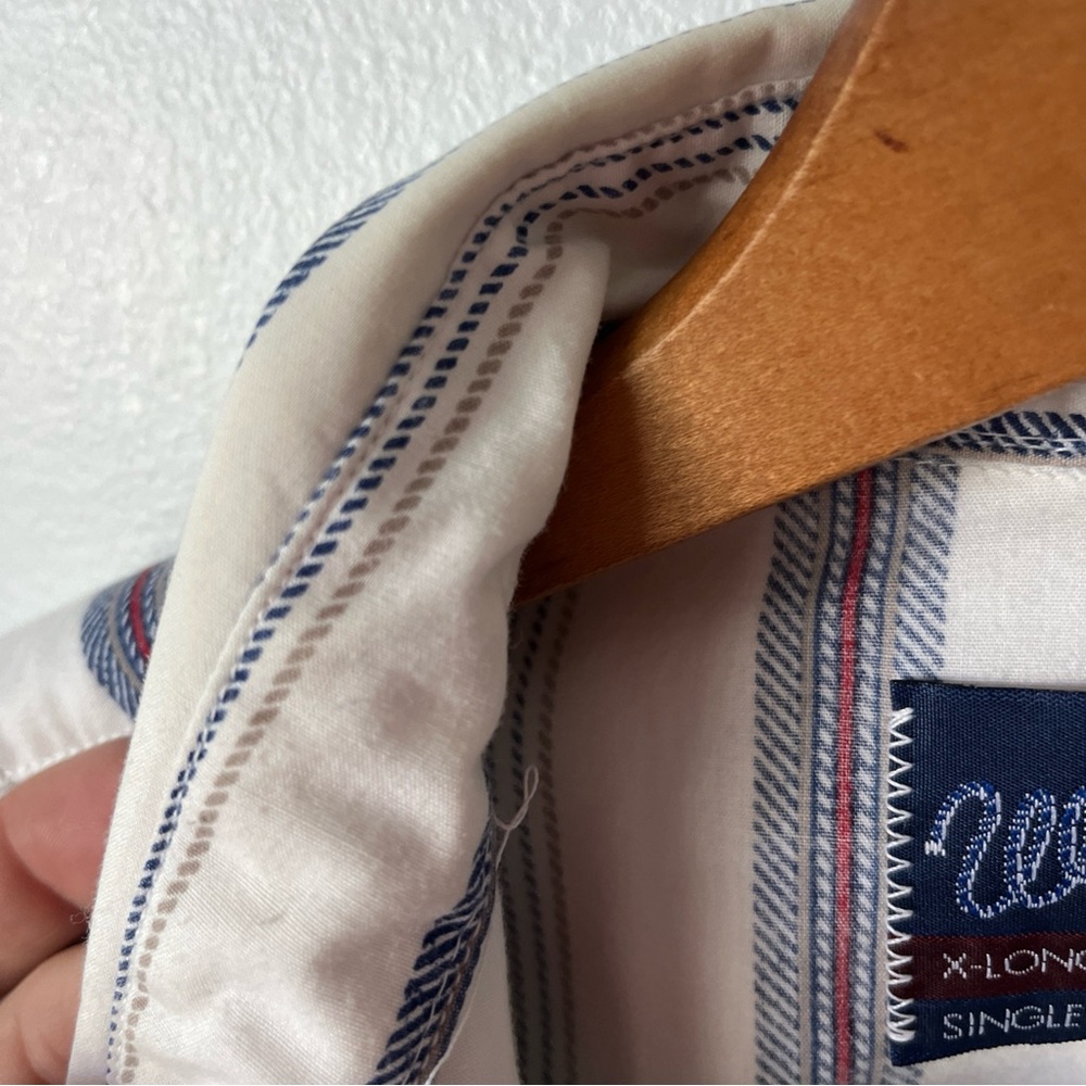 Vintage Wrangler X Long Tails Pearl Snap Button Striped Short sleeve 2 pocket 16 - Picture 6 of 9